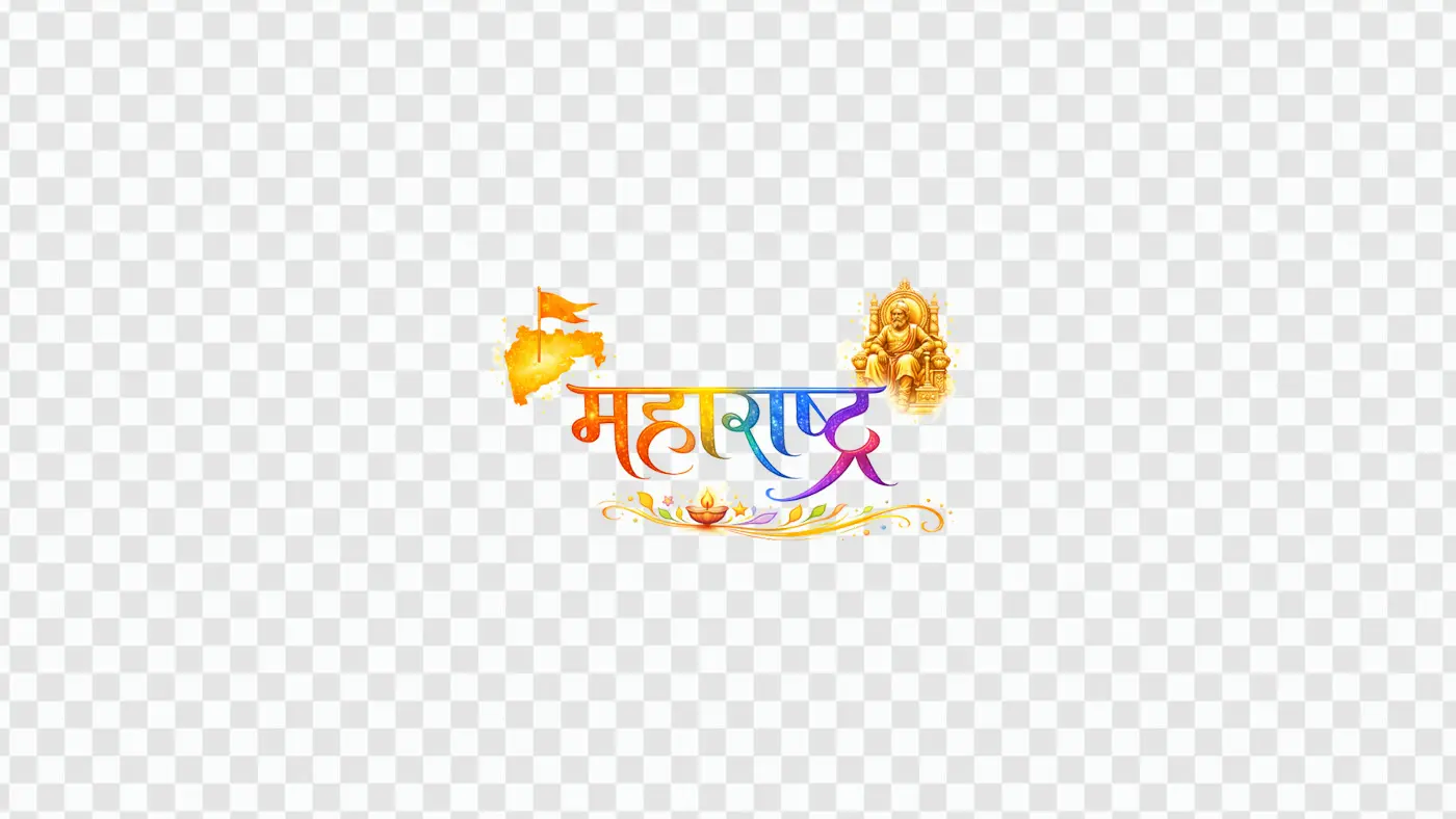Maharashtra Hindi Calligraphy with Shivaji Maharaj Clipart PNG