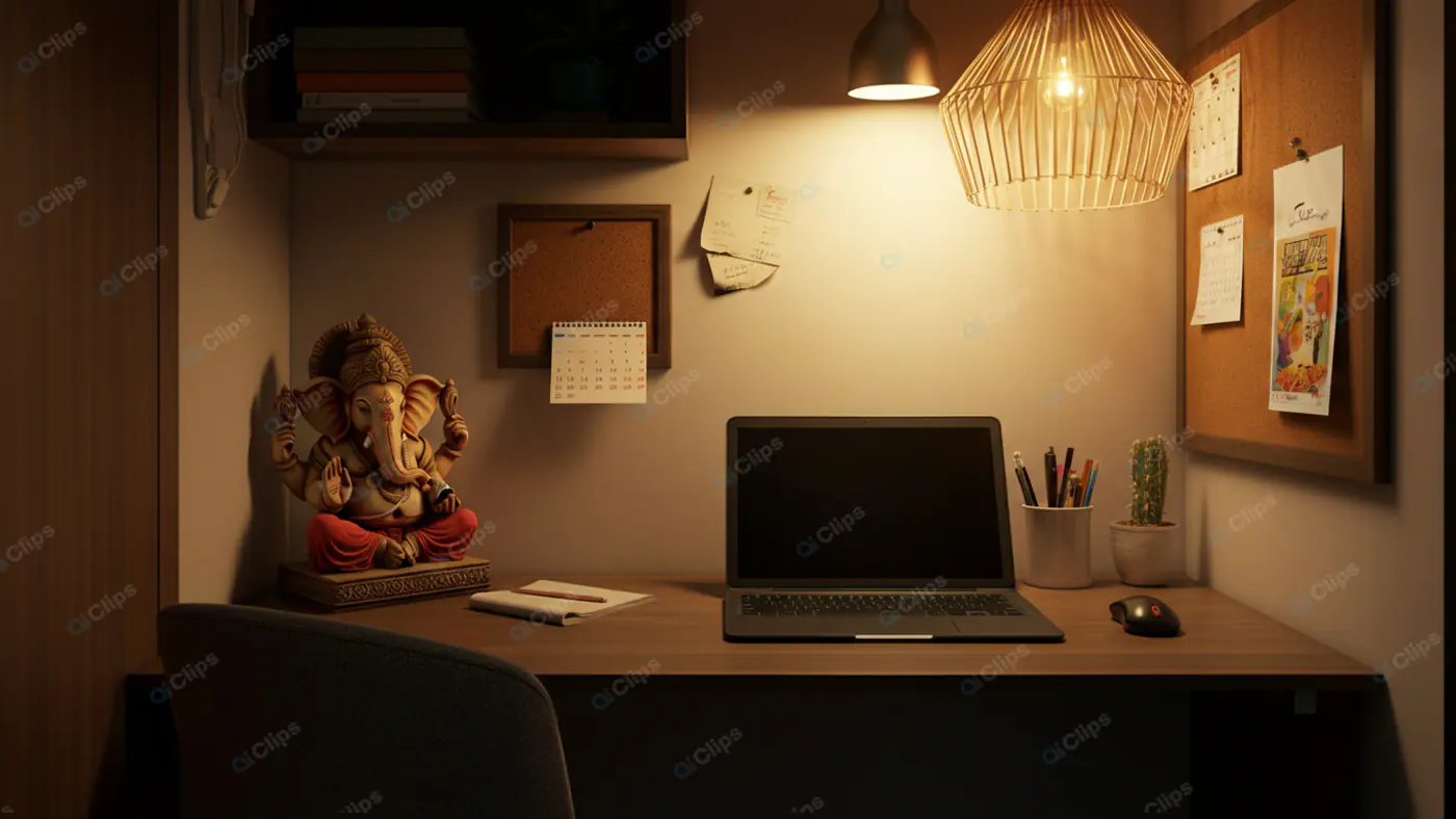 Cozy Indian Home Office Nook