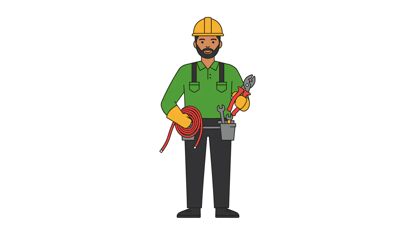 Skilled Electrician Vector Illustration