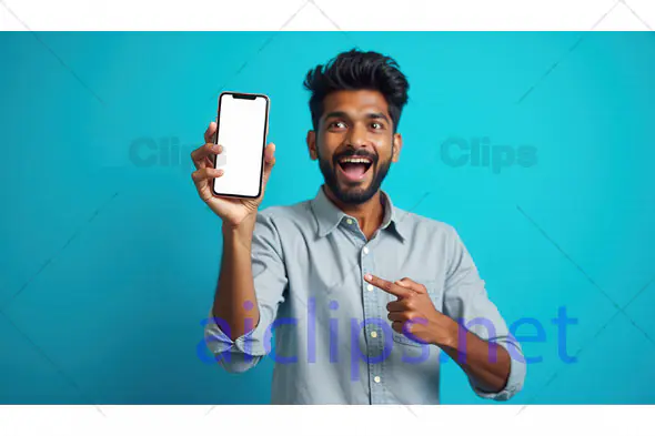 Excited Man Showing Smartphone Screen