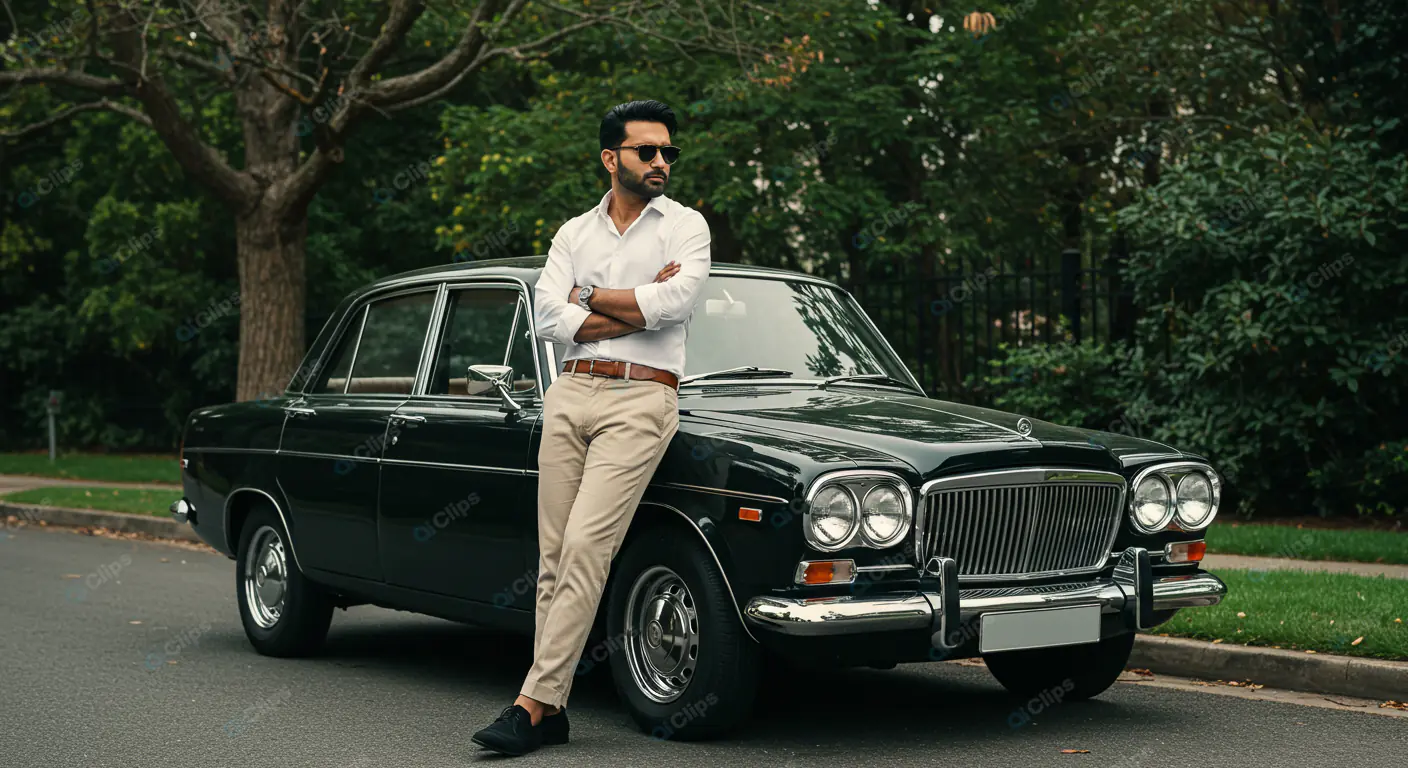 Vintage Elegance: Man and Classic Car
