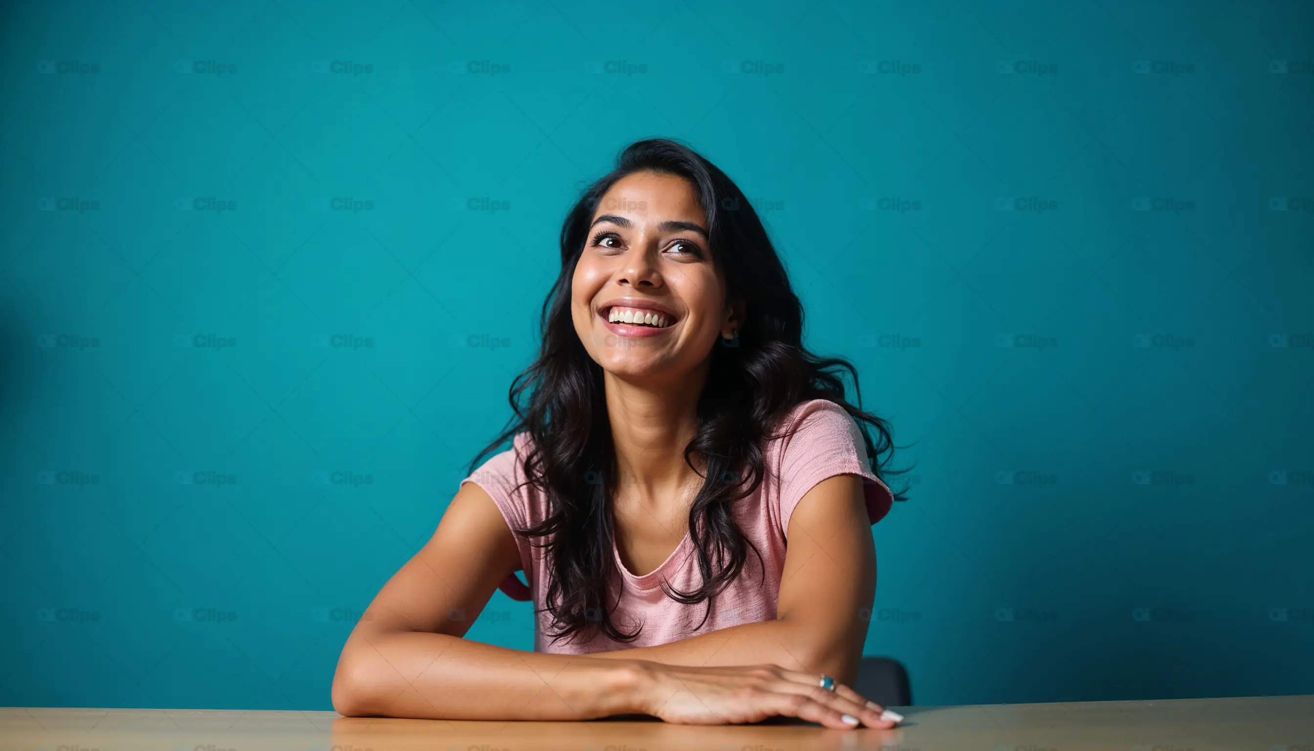 Smiling Woman at Desk