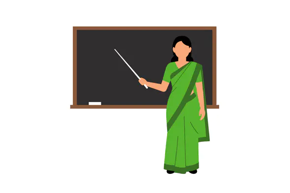 Indian Teacher with Pointer Vector