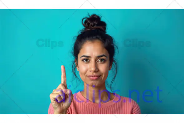 Woman Pointing Finger Up