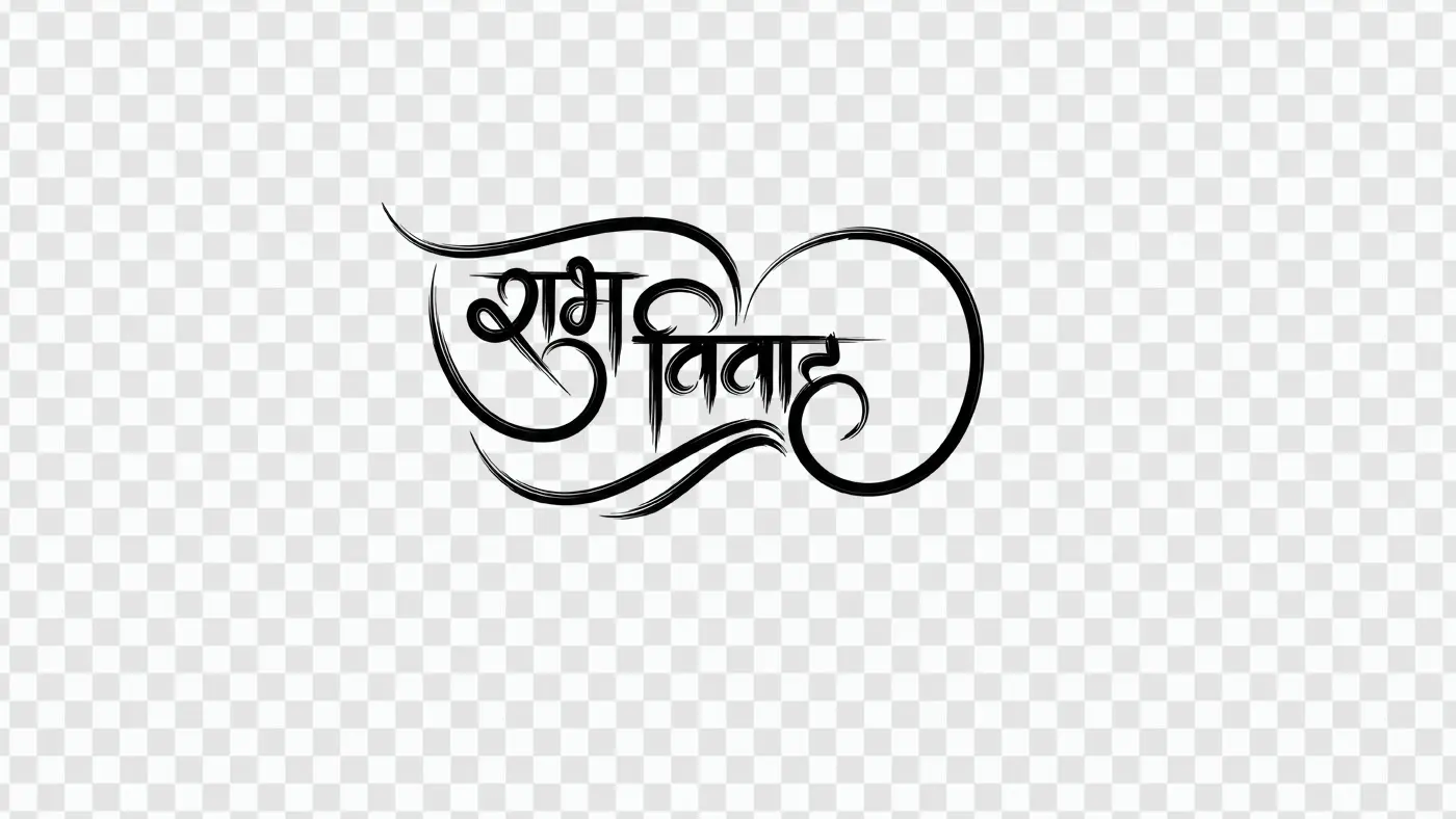 Shubh Vivah Glass Effect Hindi Calligraphy Clipart PNG