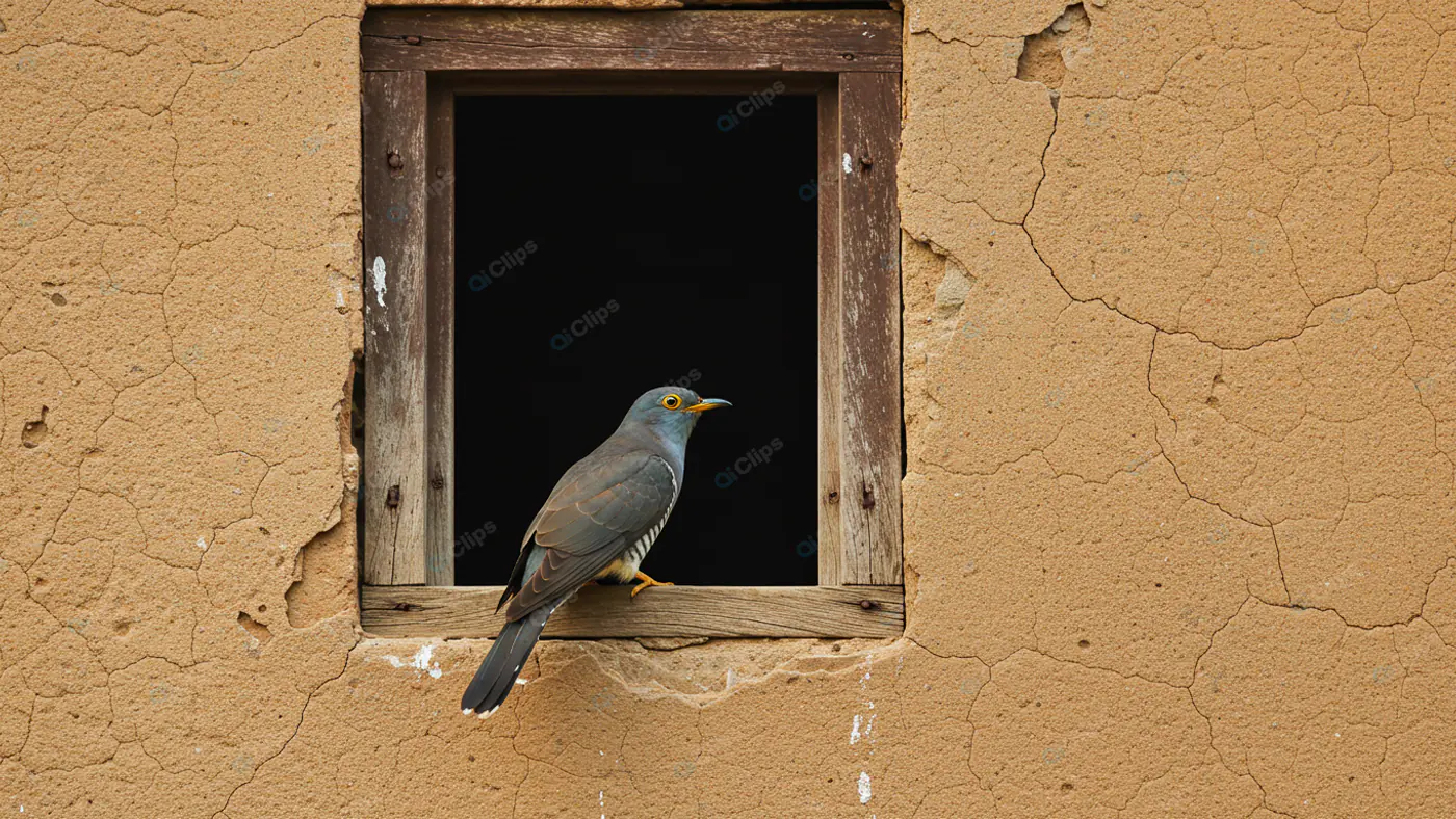 Rustic Window Perch: Bird in Frame