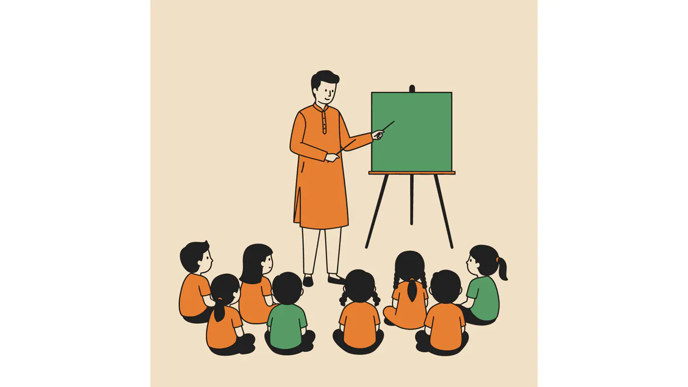 Traditional Indian Education Vector Illustration