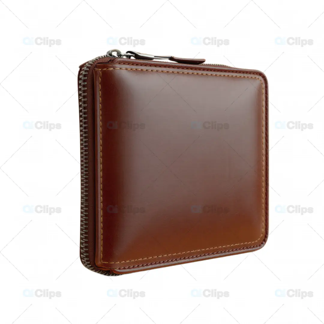 3D Leather Wallet with Zipper