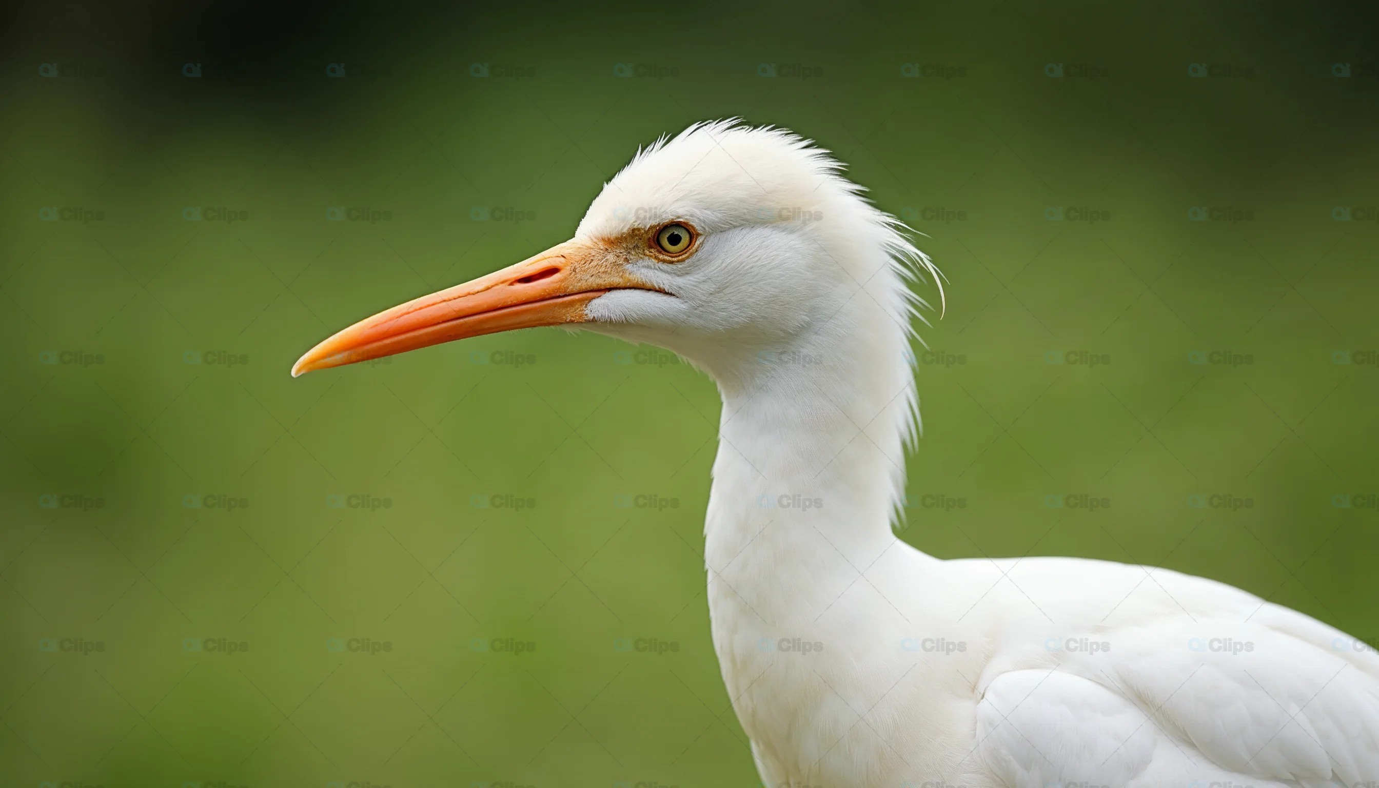Close-Up of White Egret with Orange Beak