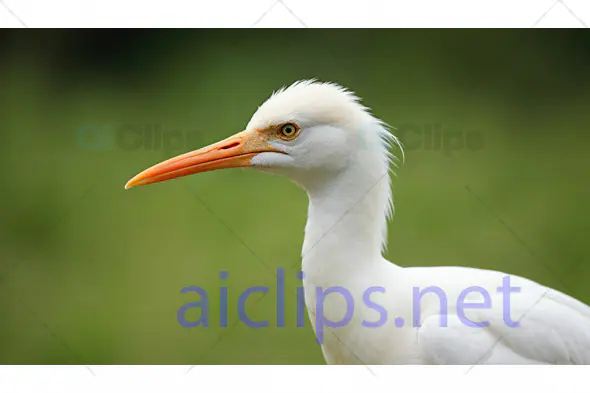 Close-Up of White Egret with Orange Beak