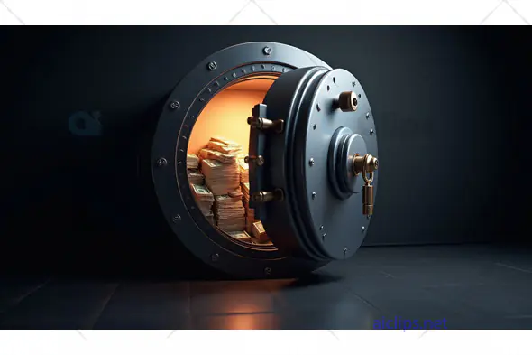 Open Bank Vault with Stacks of Cash