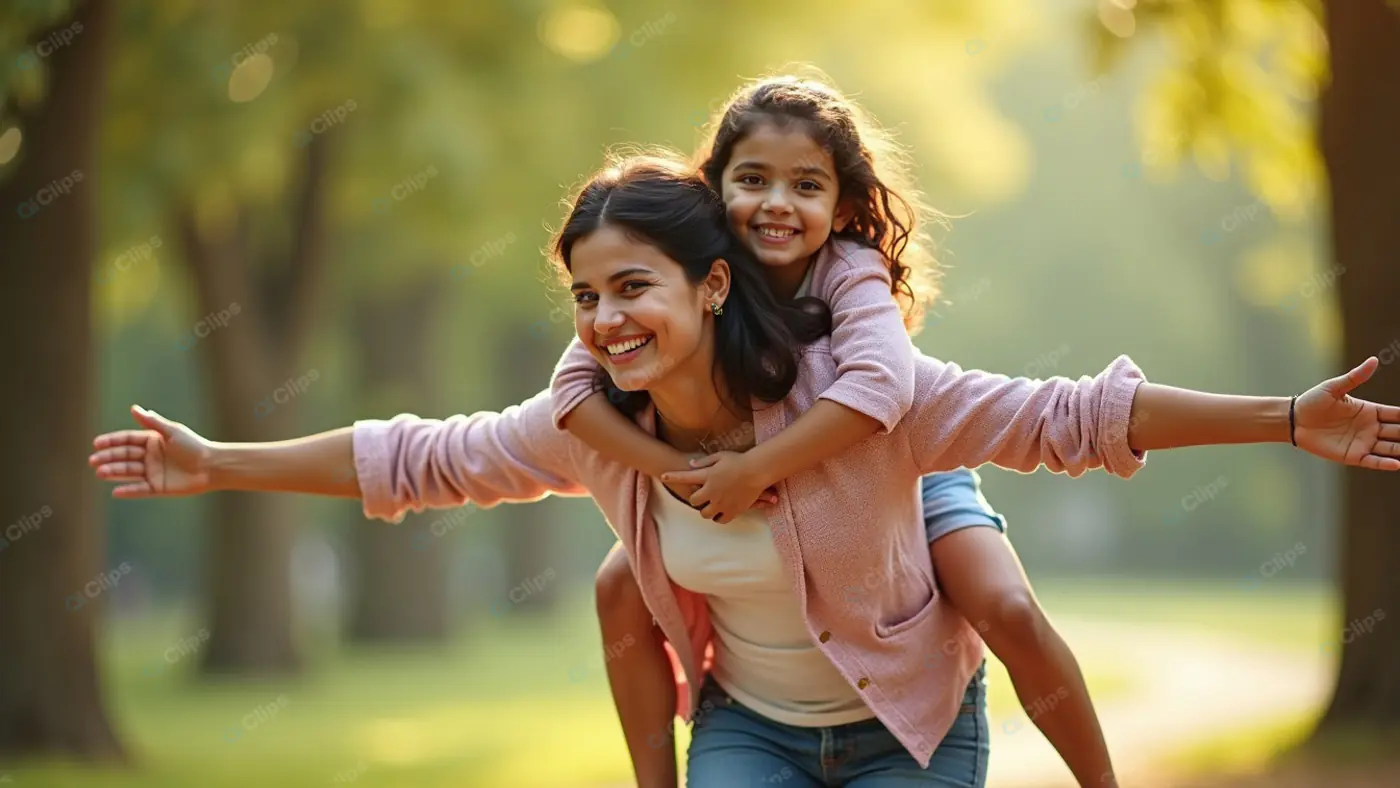 Joyful Mother-Daughter Outdoor Adventure