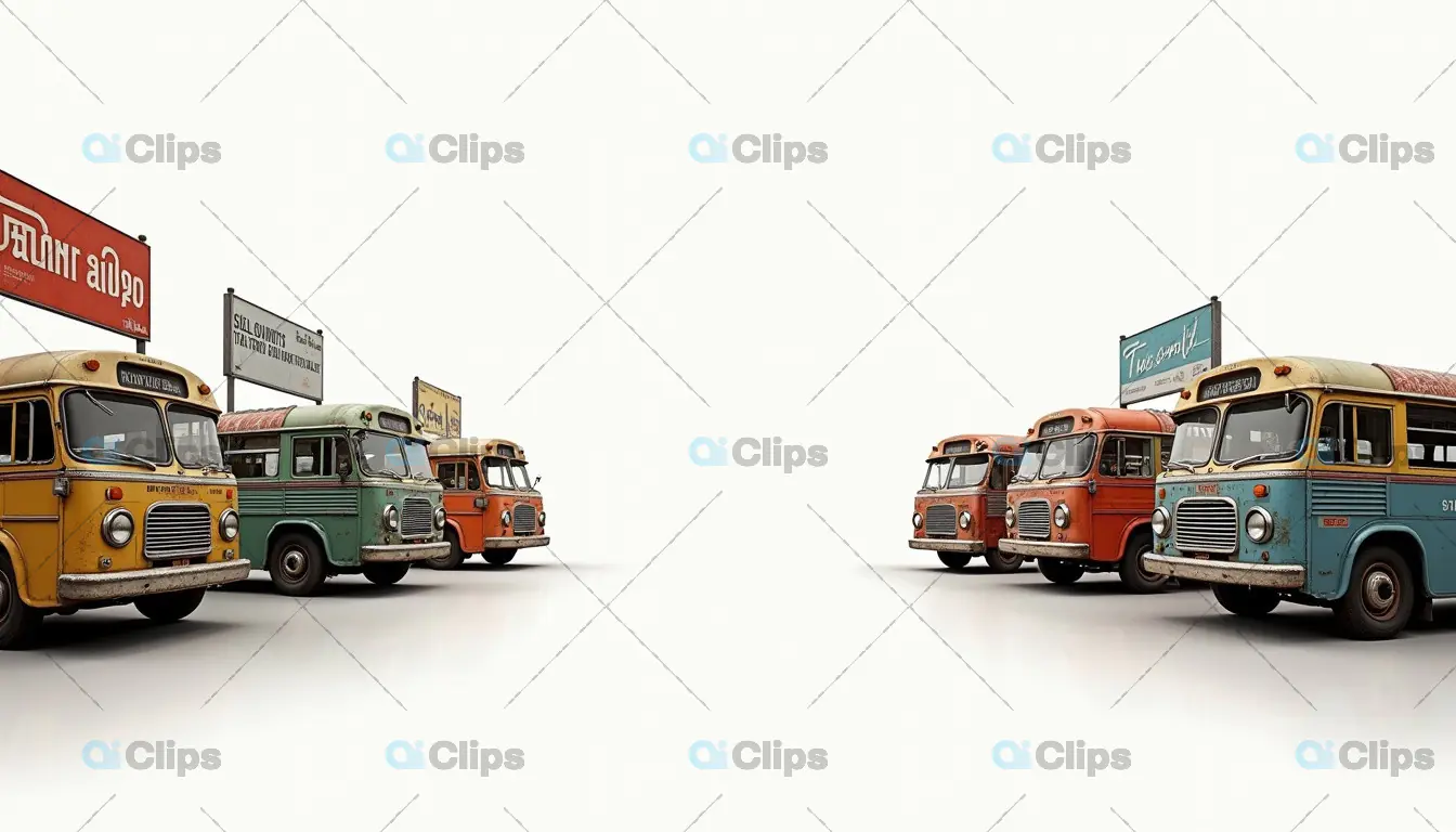 Vintage Indian Buses with Retro Signboards