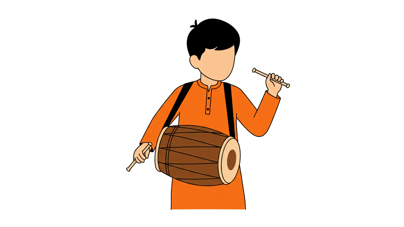 Indian Percussionist Vector Graphic