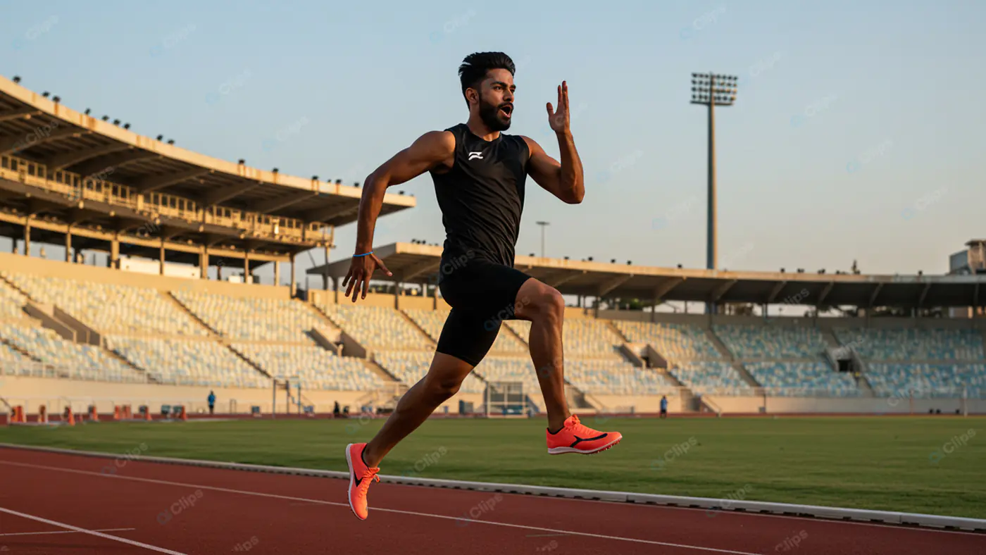 Powerful Sprinter in Stadium