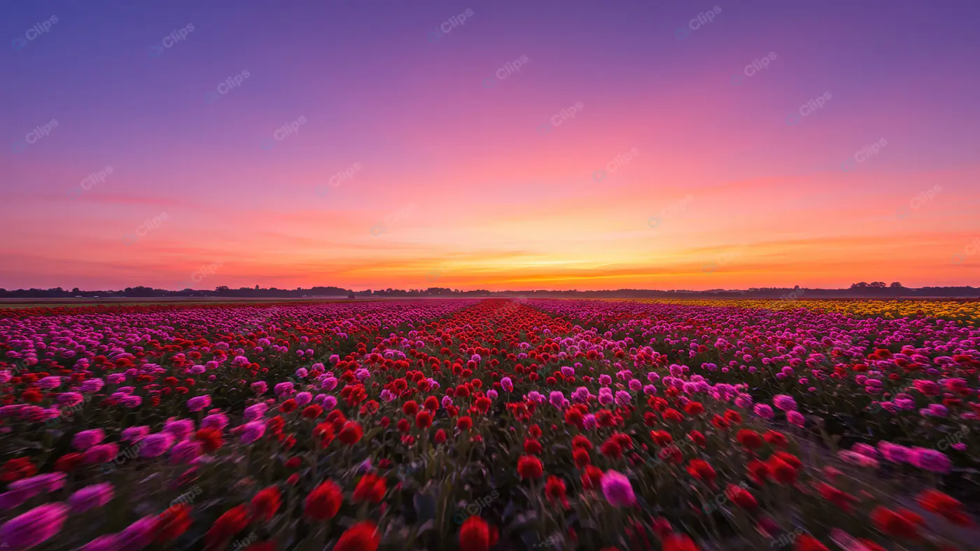 Vibrant Sunset Over Poppy Field