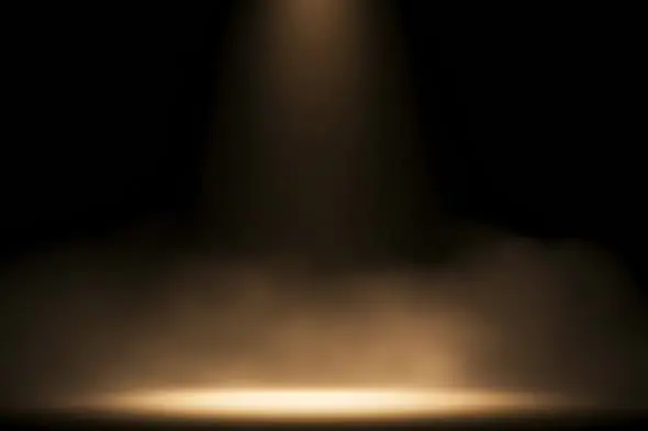 Mystical Golden Spotlight Illuminating Dark Background Animation