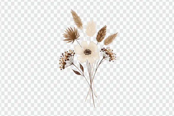 Neutral Toned Dried Floral Arrangement PNG Clipart