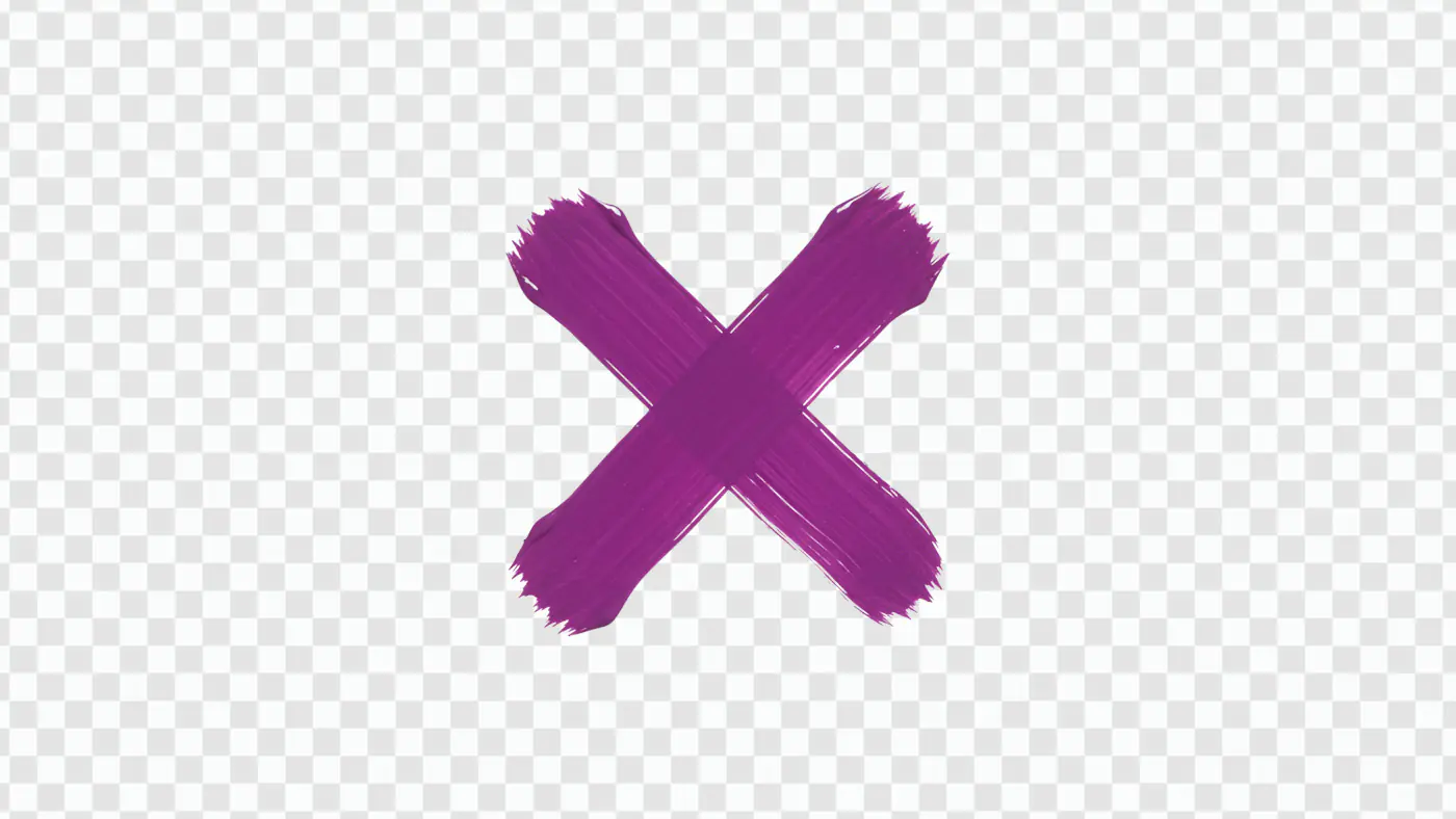 Vibrant Purple X Brushstroke Symbol PNG Clipart