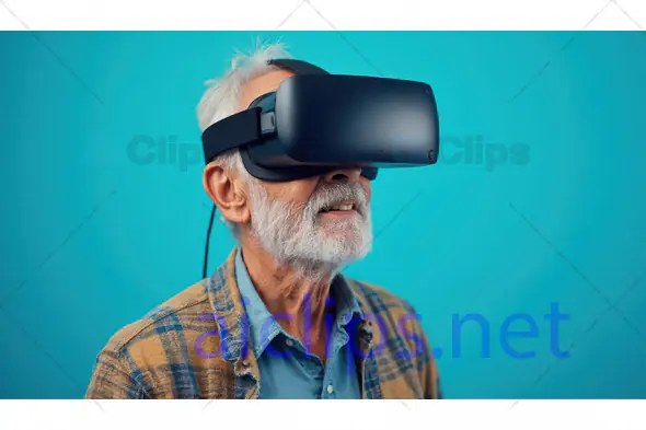 Senior Man Using VR Headset
