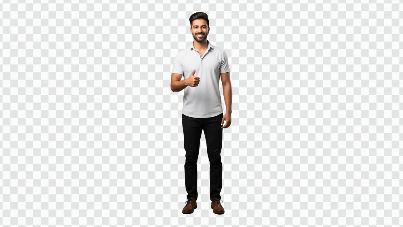 Confident Young Indian Man Showing Thumbs Up PNG Clipart