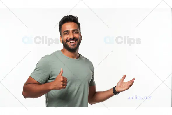 Smiling Man Thumbs Up Casual Pose