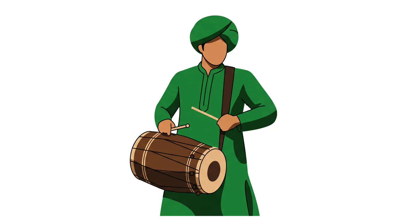 Indian Dholak Player Vector