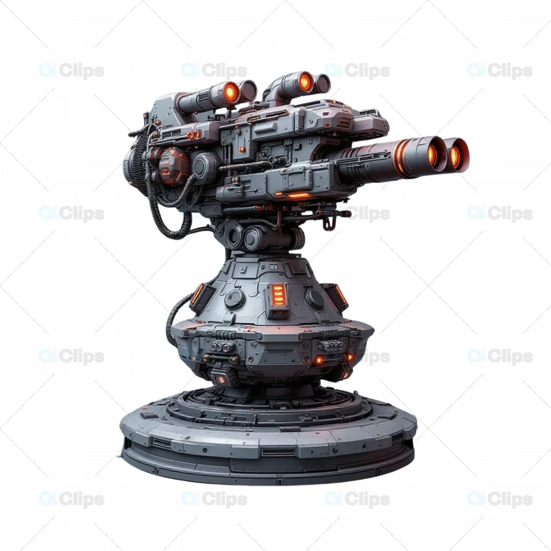 3D Sci-Fi Automated Turret Gun