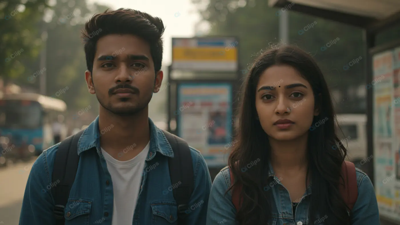 Urban Indian Youth at Bus Stop