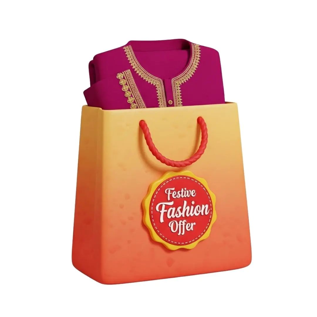 Festive fashion offer shopping bag with traditional garment