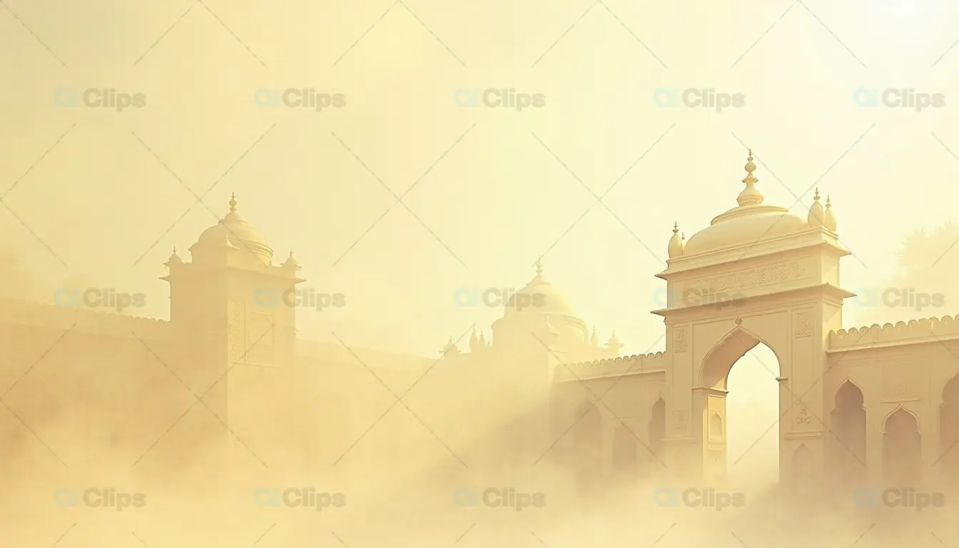 Golden Sunrise Over Indian Palace Entrance