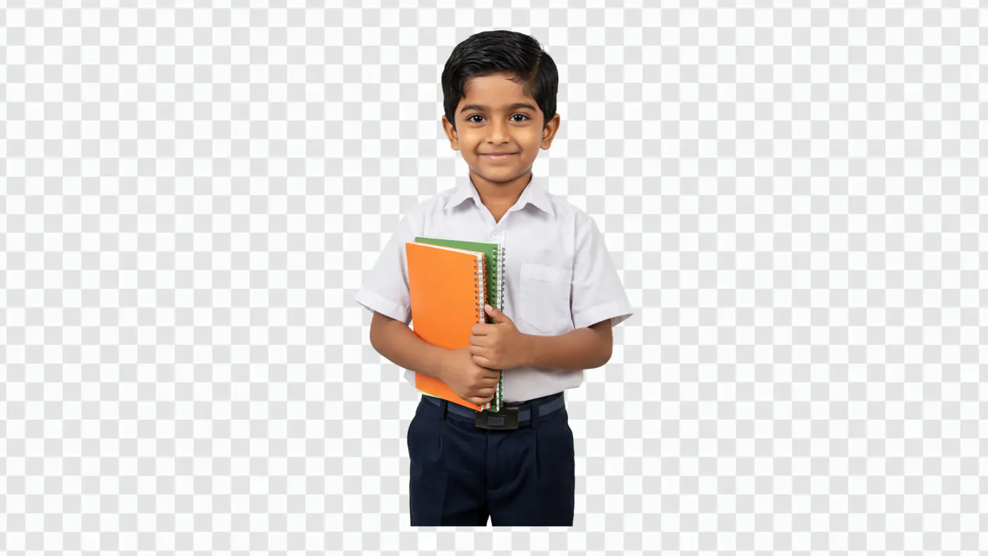 Smiling Indian Schoolboy Holding Notebooks PNG Clipart