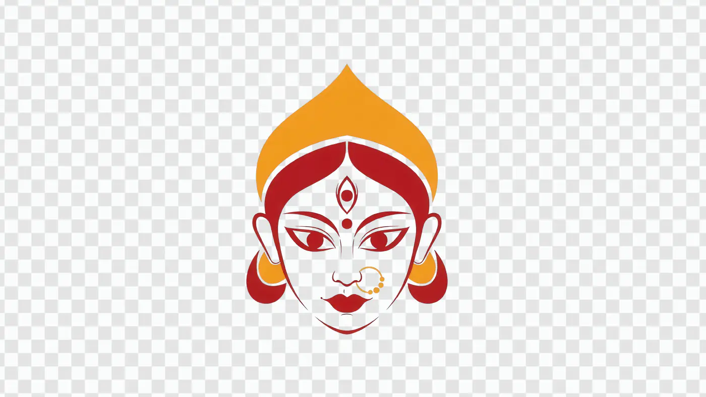 Stylized Hindu Goddess Face Illustration PNG