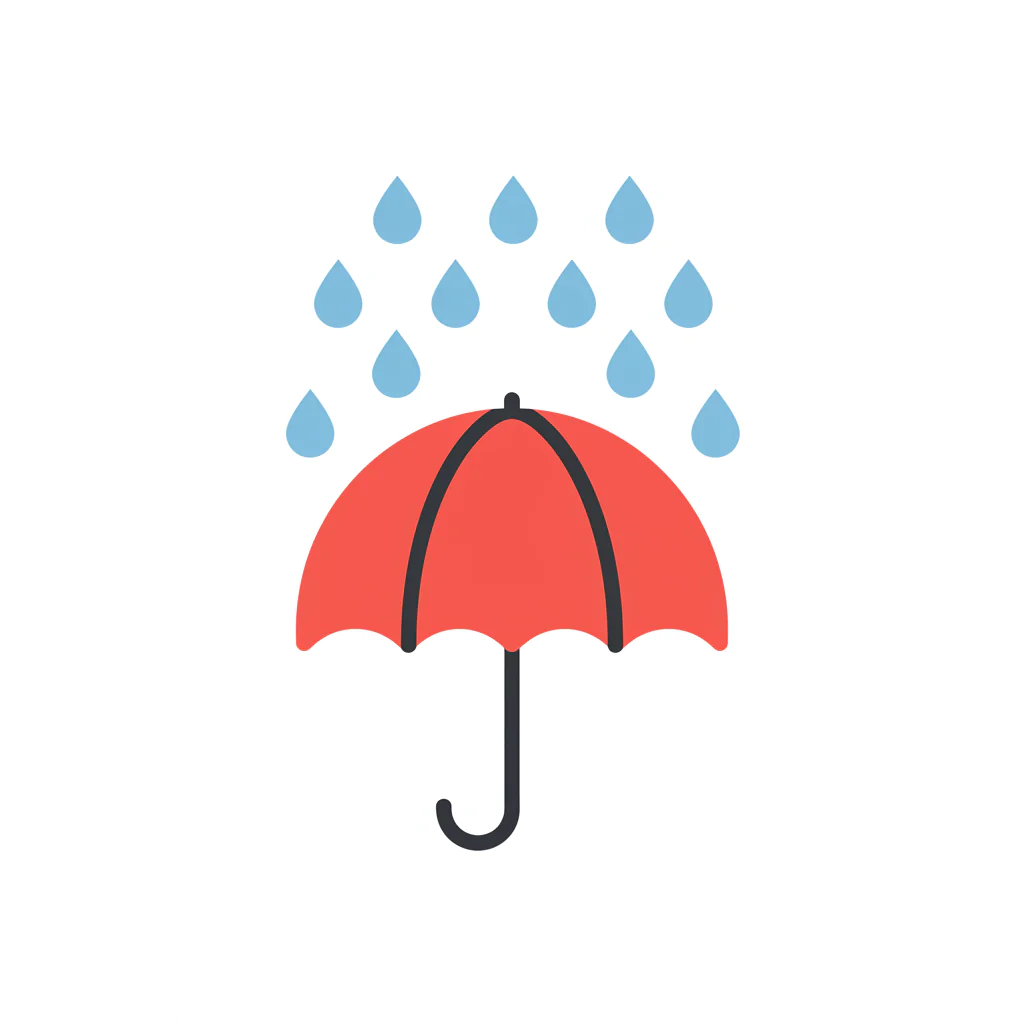 Flat Rainy Umbrella Icon