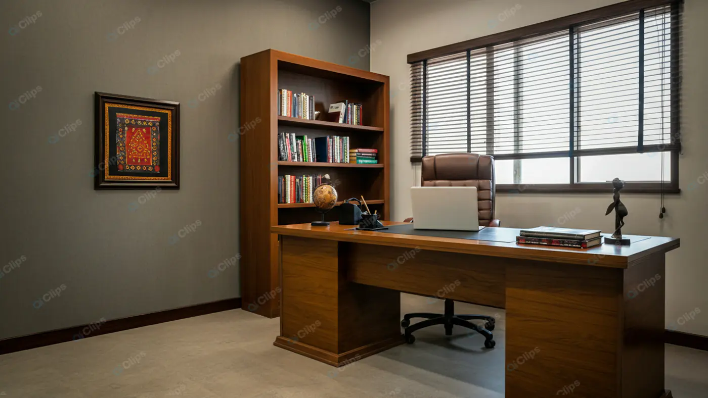 Elegant Executive Workspace with Cultural Accents
