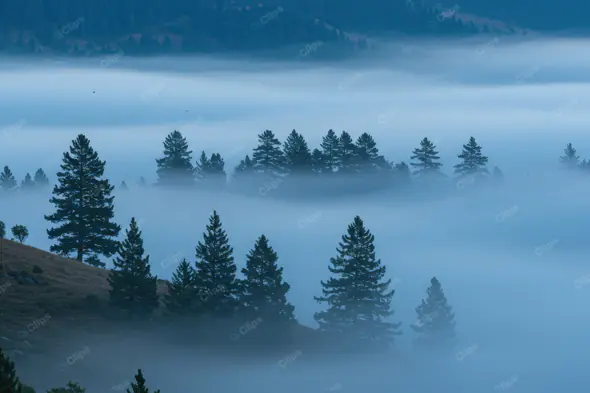 Ethereal Foggy Pine Forest