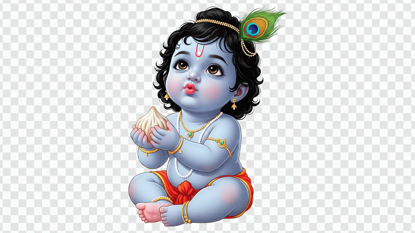 Baby Krishna with Peacock Feather PNG Clipart