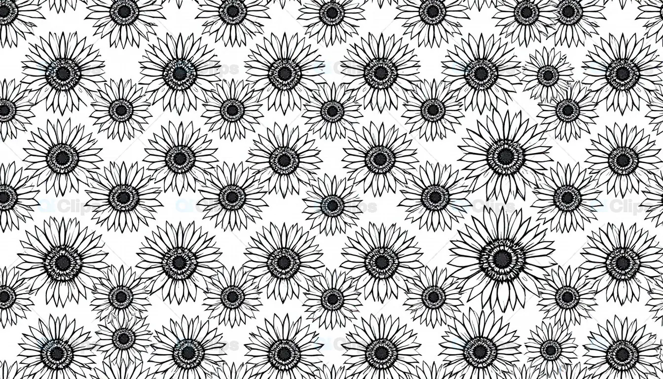 Black and White Sunflower Pattern