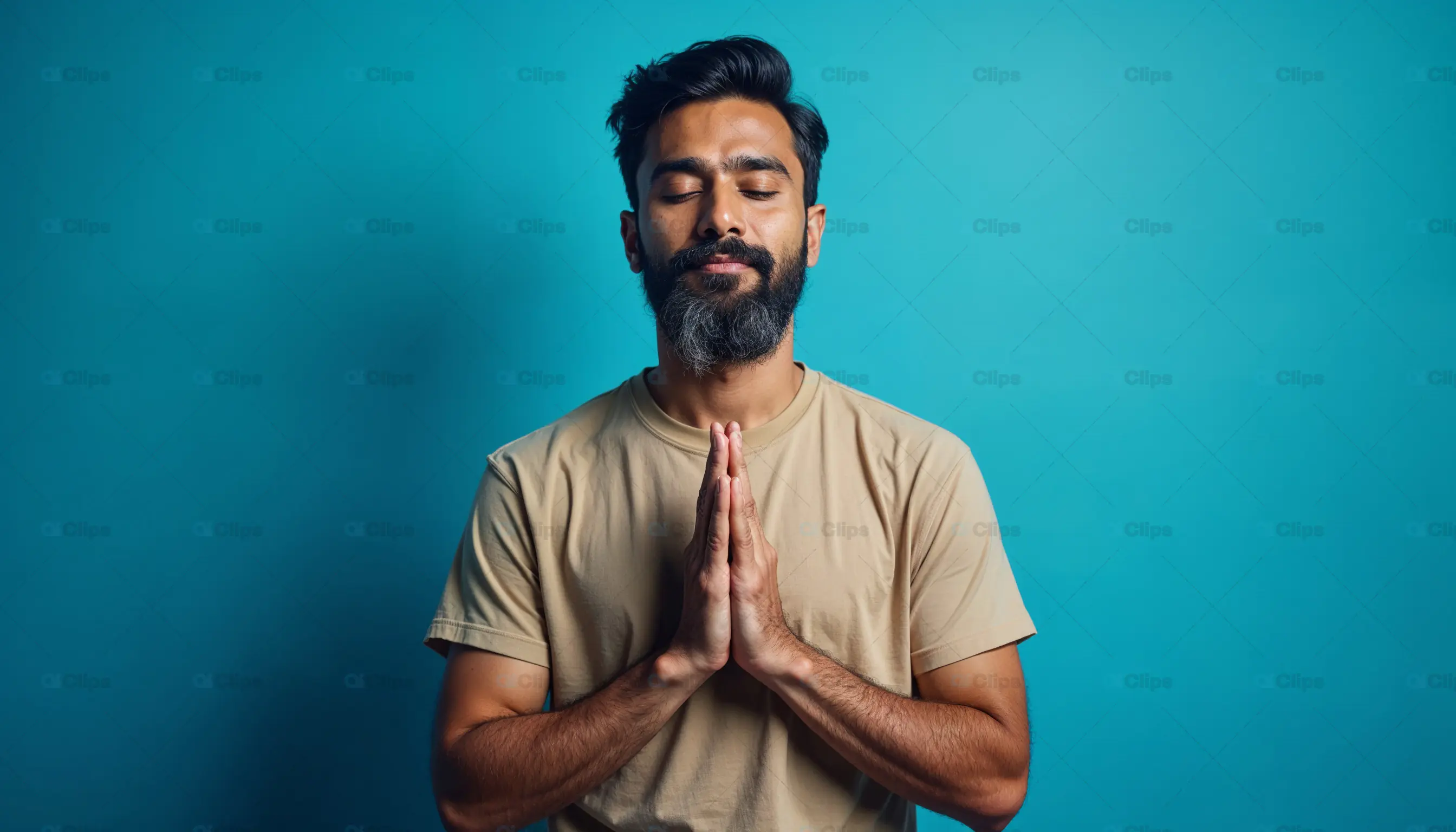 Meditative Man in Prayer Pose