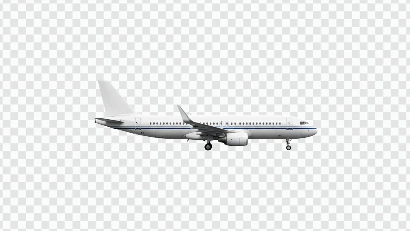 White Commercial Passenger Jet Airplane on Tarmac Clipart PNG