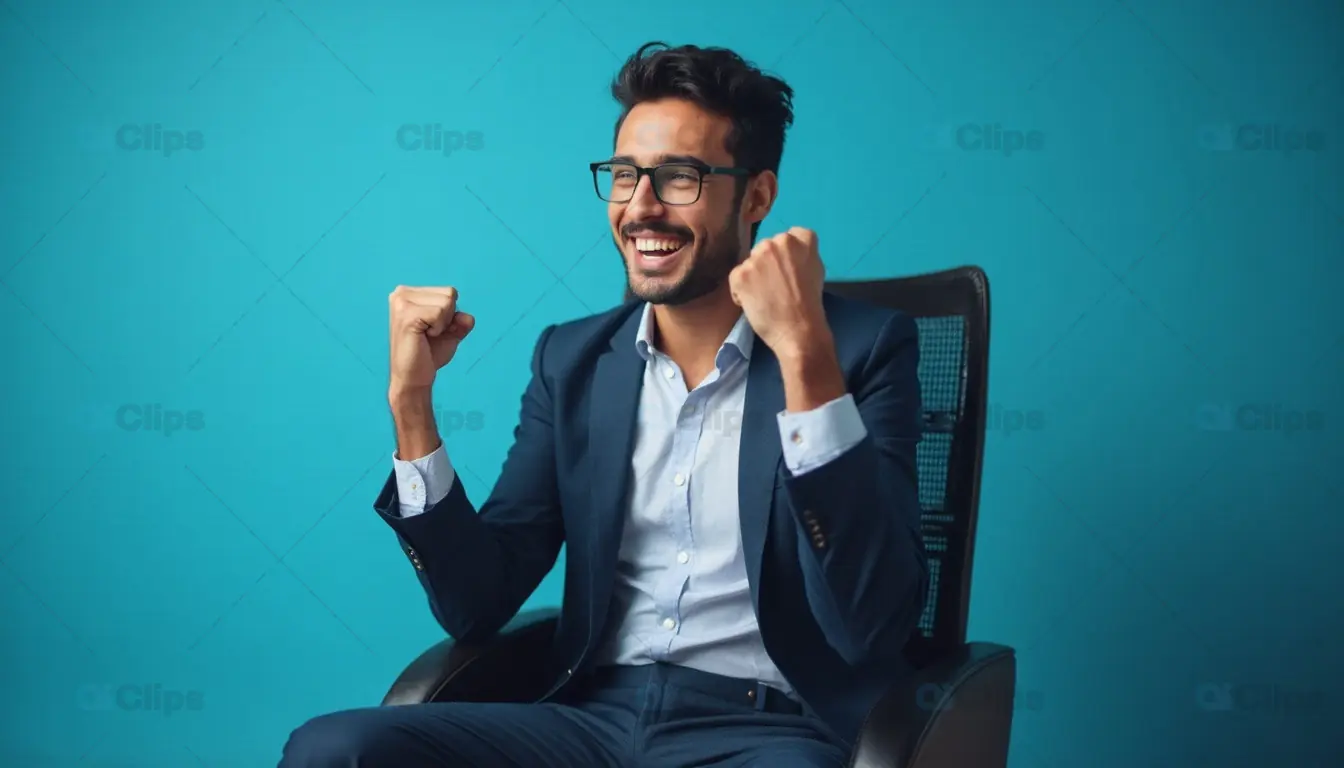 Excited Businessman Celebrating Success