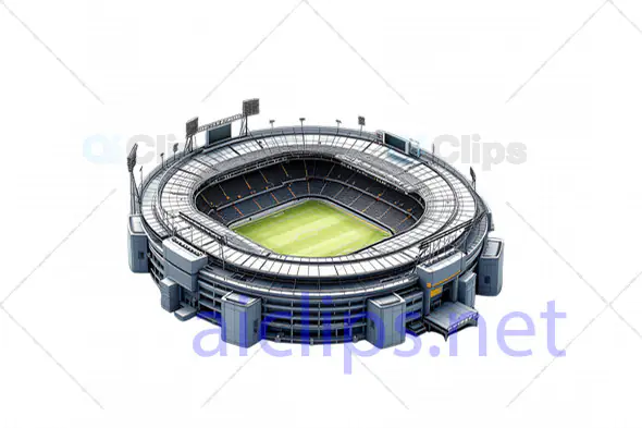 3D Football Stadium Model with Detailed Architecture