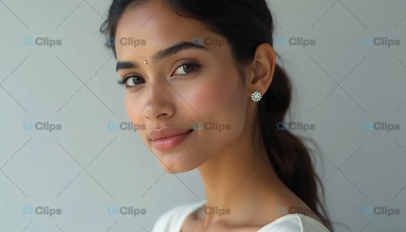 Elegant Portrait of Indian Woman with Diamond Earrings