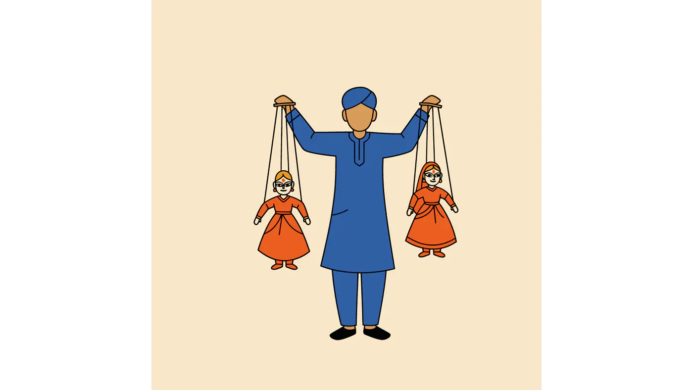 Indian Puppeteer Vector Illustration