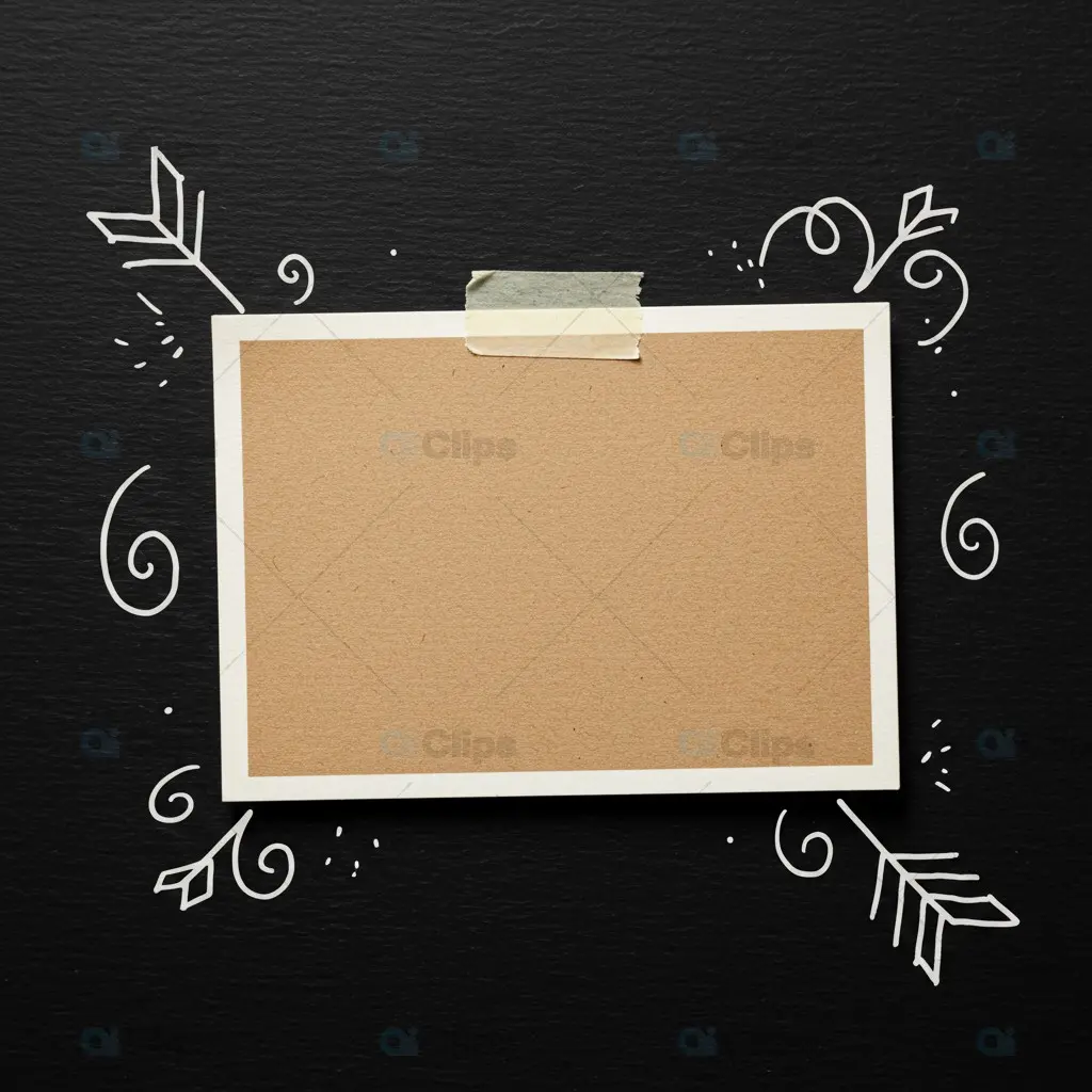 Rustic Brown Card Mockup with Chalkboard and Doodles