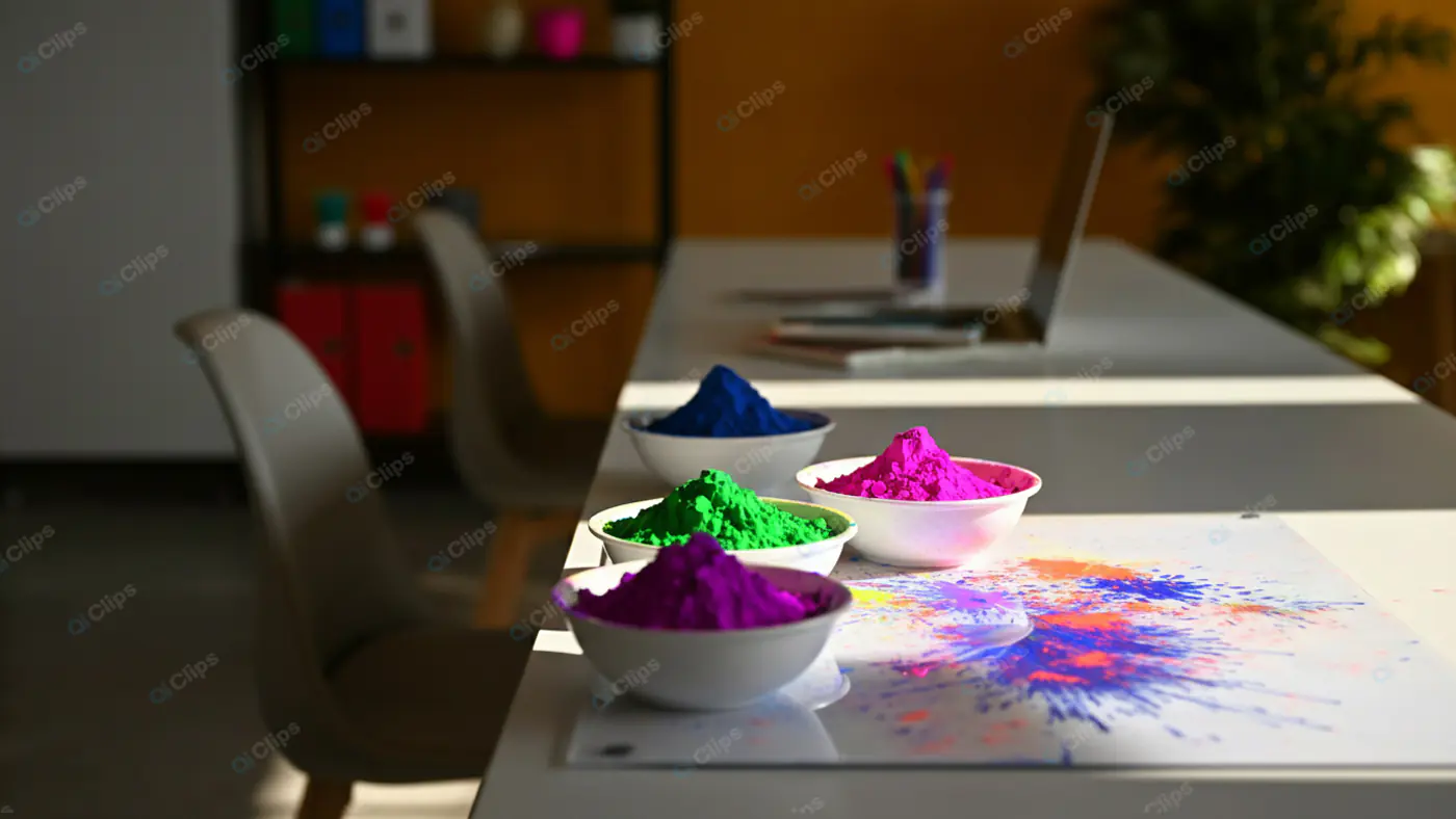 Vibrant Holi Powder Home Office