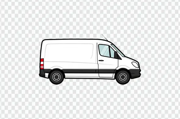 Cartoon Style White Commercial Cargo Van PNG Clipart