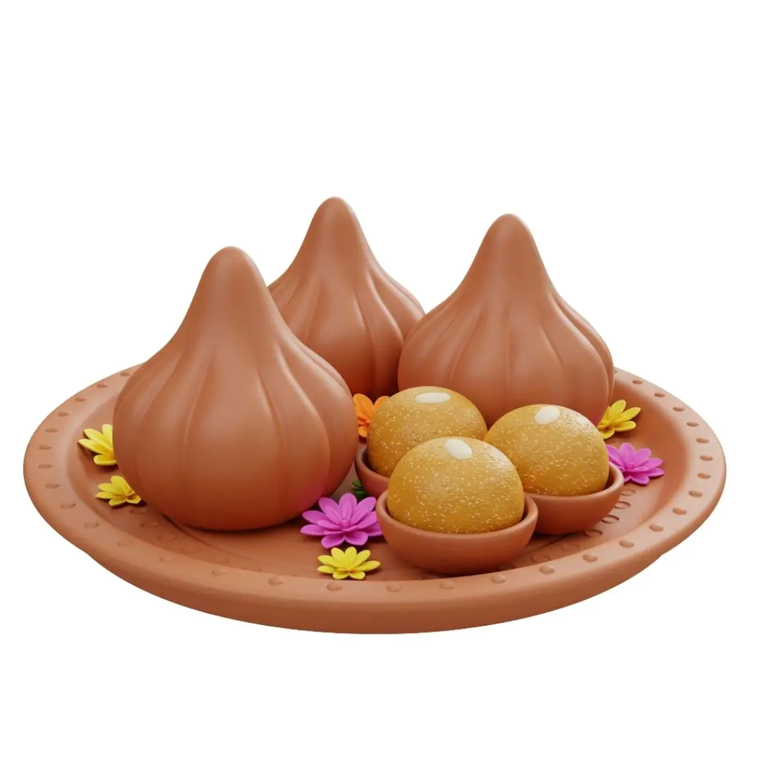 Indian sweets platter with modaks and laddoos