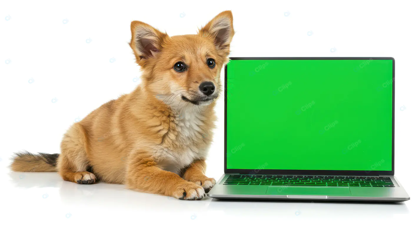 Tech-Savvy Puppy with Laptop