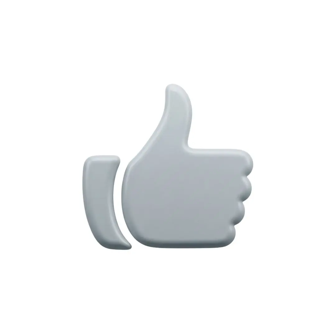 3D Grey Thumbs Up Like Social Media Icon PNG